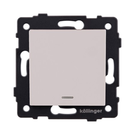 Выключатель 1-клавишный 10А/250В с LED подсветкой, кашемир матовый Kollinger REA-S-002CM для Aspekt, Eleganz, Reflex