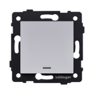Выключатель 1-клавишный 10А/250В с LED подсветкой, серый Kollinger REA-S-002GY для Aspekt, Eleganz, Reflex