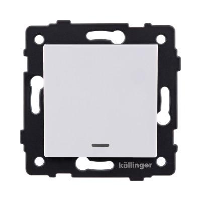 Выключатель 1-клавишный 10А/250В с LED подсветкой, белый Kollinger REA-S-002WH для Aspekt, Eleganz, Reflex