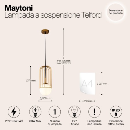 Подвесной светильник Telford P362PL-01G