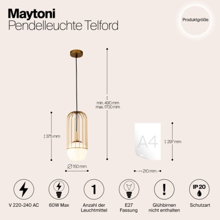 Подвесной светильник Telford P362PL-01G