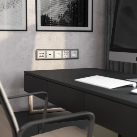 Розетка Встраиваемые механизмы перламутровый рифленый WL13-AUDIOx4