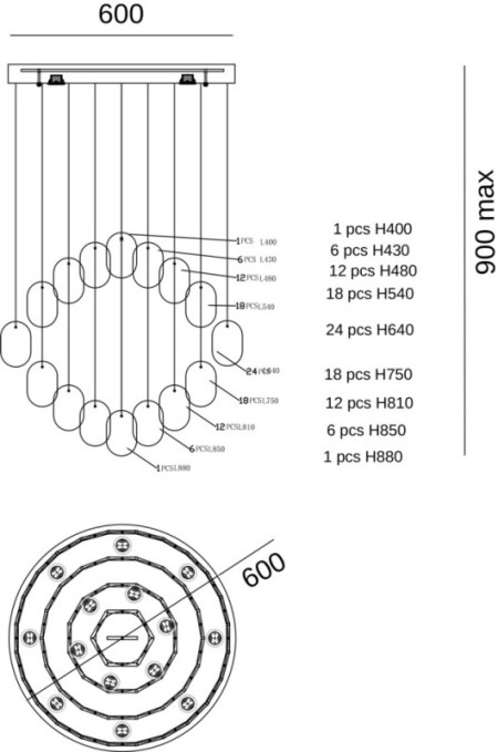 Накладная люстра Fluorite FL1114-14N