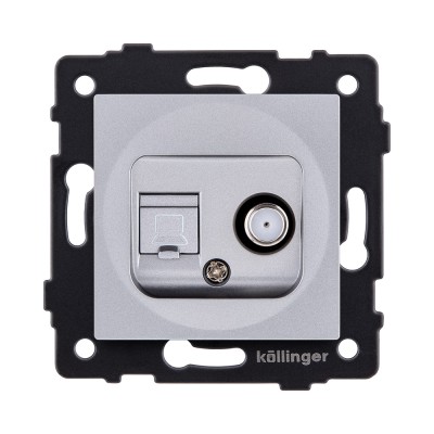 Розетка двойная спутниковая SAT + RJ45 Cat.6, серый Kollinger REA-014GY для Aspekt, Eleganz, Reflex