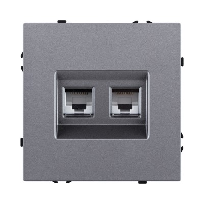 Розетка двойная Ethernet RJ45 Cat.6, серый Kollinger Eclipse EC-018GY