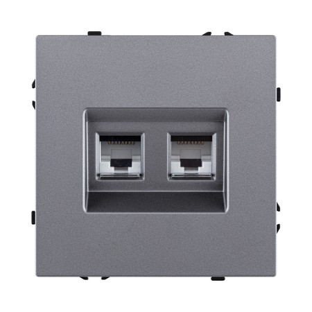 Розетка двойная Ethernet RJ45 Cat.6, серый Kollinger Eclipse EC-018GY