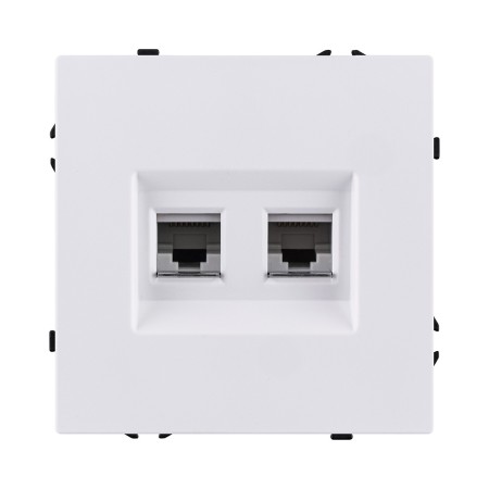 Розетка двойная Ethernet RJ45 Cat.6, белый глянцевый Kollinger Eclipse EC-018WG