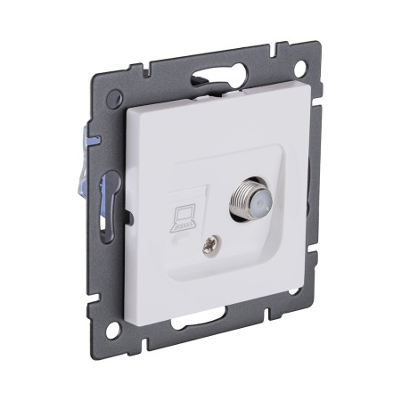 Розетка двойная спутниковая SAT + RJ45 Cat.6, белый матовый Kollinger REA-014WM для Aspekt, Eleganz, Reflex