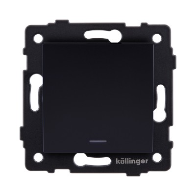Выключатель 1-клавишный проходной 10А/250В с LED подсветкой, черный Kollinger REA-S-004BK для Aspekt, Eleganz, Reflex
