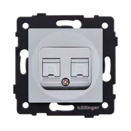 Розетка двойная Ethernet RJ45 Cat.6, серый Kollinger REA-015GY для Aspekt, Eleganz, Reflex