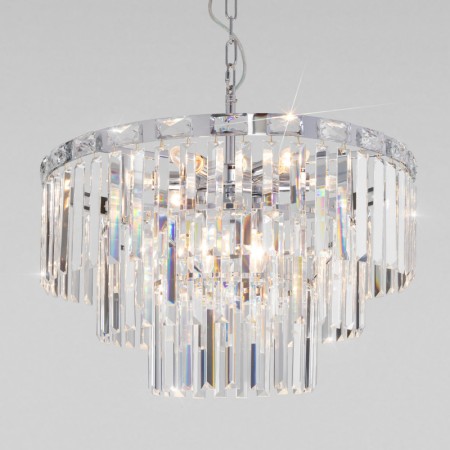 Каскадная люстра Eurosvet 10130/8 хром/прозрачный хрусталь Strotskis