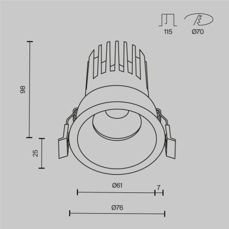 Встраиваемый светильник Maytoni Technical DL117-15W-3K-B