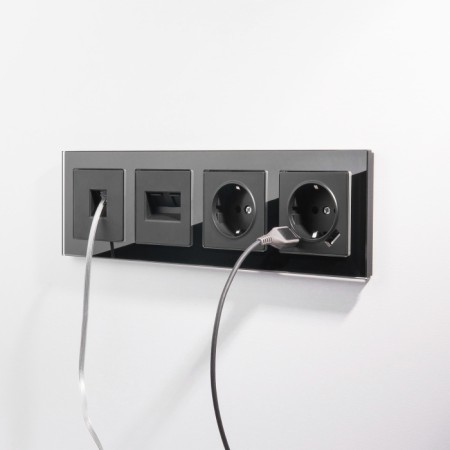 Розетка Встраиваемые механизмы черные матовый W1182208