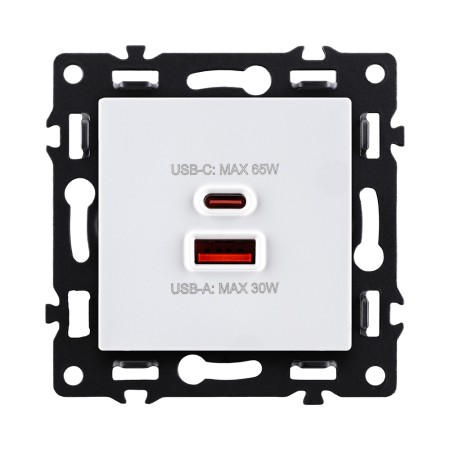 Розетка USB A+C 65W, белый Kollinger Asthetik AS-024WH