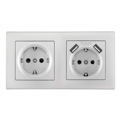 Розетка Arte Milano SET06-2-47-1-40-1 silver