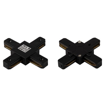 X - соединитель питания для накладного шинопровода трековой системы 1 фазный трек 10А, 220В, Черный TR-X BK