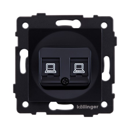 Розетка двойная Ethernet RJ45 Cat.6, черный Kollinger REA-019BK для Aspekt, Eleganz, Reflex