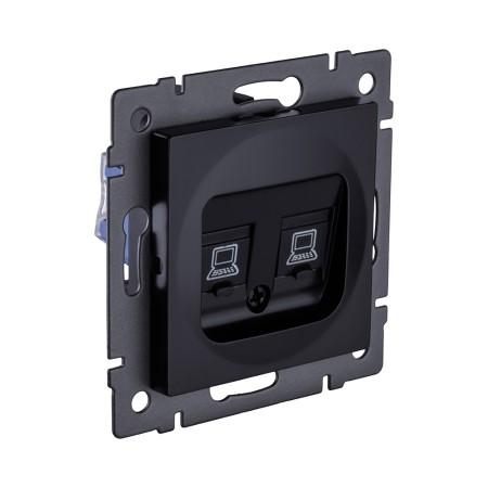 Розетка двойная Ethernet RJ45 Cat.6, черный Kollinger REA-019BK для Aspekt, Eleganz, Reflex