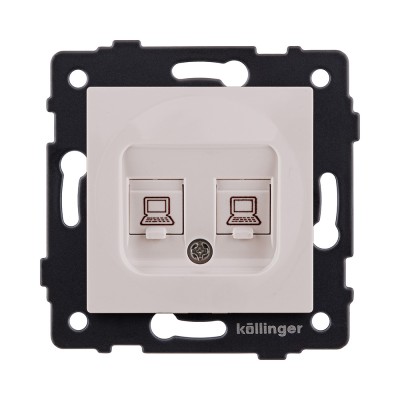 Розетка двойная Ethernet RJ45 Cat.6, кашемир матовый Kollinger REA-019CM для Aspekt, Eleganz, Reflex