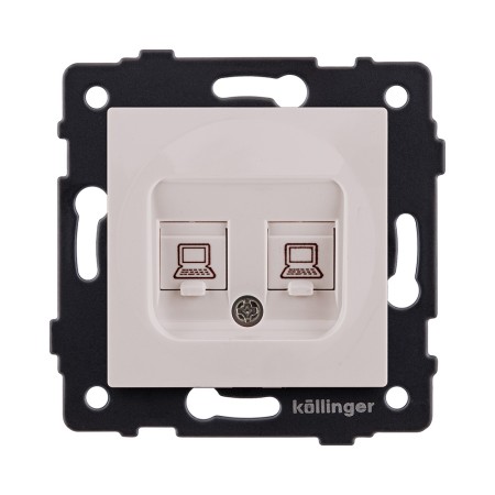 Розетка двойная Ethernet RJ45 Cat.6, кашемир матовый Kollinger REA-019CM для Aspekt, Eleganz, Reflex
